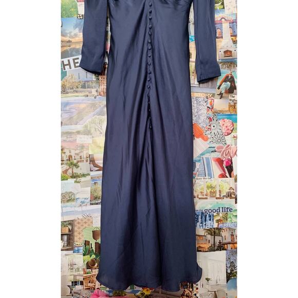 French Navy Bardot Rylee Button Down Maxi Dress 6/S - Picture 6 of 11
